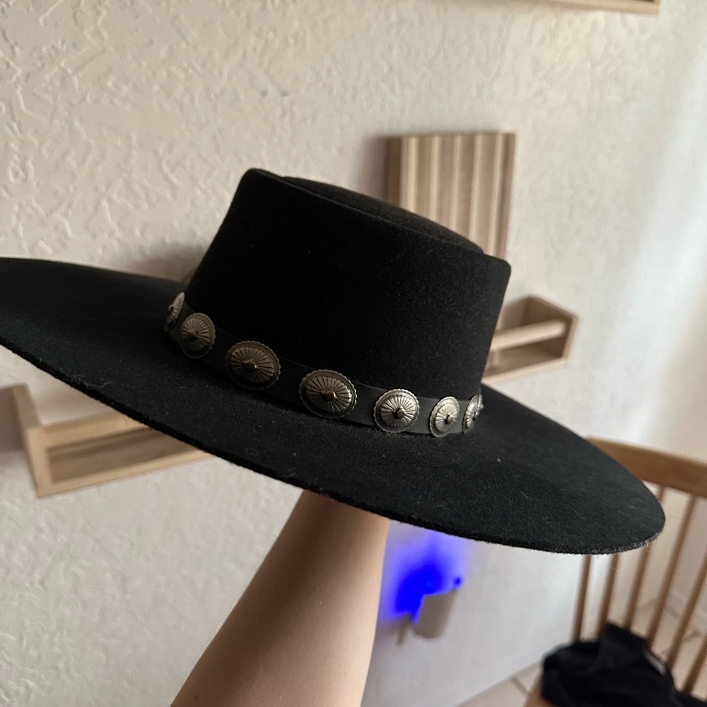 Charlie One Horse Black Wide-Brim Hat with Silver Accents